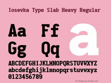 Iosevka Type Slab Heavy Regular 1.11.4; ttfautohint (v1.6) Font Sample