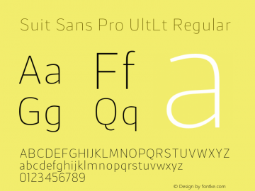 Suit Sans Pro UltLt Regular Version 1.000;PS 001.001;hotconv 1.0.56 Font Sample
