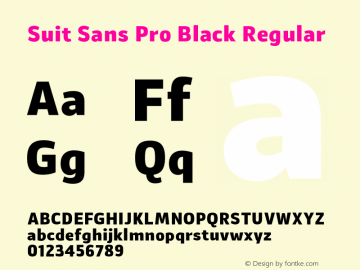 Suit Sans Pro Black Regular Version 1.000;PS 001.001;hotconv 1.0.56图片样张