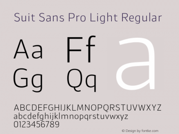 Suit Sans Pro Light Regular Version 1.000;PS 001.001;hotconv 1.0.56图片样张