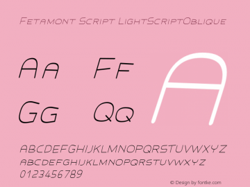 Fetamont Script LightScriptOblique Version 001.001图片样张