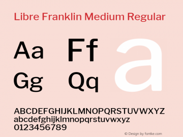 Libre Franklin Medium Regular Version 1.003;PS 001.003;hotconv 1.0.88;makeotf.lib2.5.64775; ttfautohint (v1.4.1)图片样张