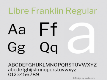 Libre Franklin Regular Version 1.003;PS 001.003;hotconv 1.0.88;makeotf.lib2.5.64775; ttfautohint (v1.4.1) Font Sample