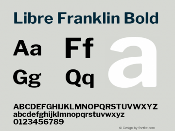 Libre Franklin Bold Version 1.003;PS 001.003;hotconv 1.0.88;makeotf.lib2.5.64775; ttfautohint (v1.4.1) Font Sample