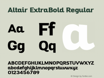 Altair ExtraBold Regular Version 1.000 Font Sample