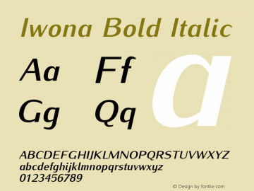 Iwona Bold Italic Version 1.011;PS 0.98;Core 1.0.38;makeotf.lib1.6.5960 Font Sample