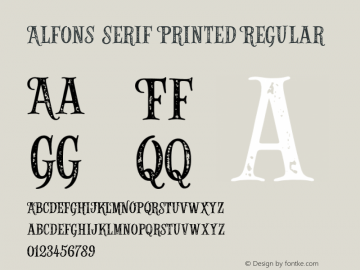 Alfons Serif Printed Regular Version 1.000;PS 001.000;hotconv 1.0.88;makeotf.lib2.5.64775图片样张