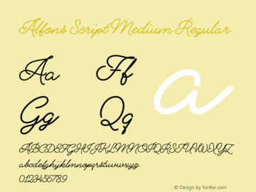 Alfons Script Medium Regular Version 1.000;PS 001.000;hotconv 1.0.88;makeotf.lib2.5.64775 Font Sample