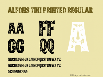 Alfons Tiki Printed Regular Version 1.000;PS 001.000;hotconv 1.0.88;makeotf.lib2.5.64775图片样张