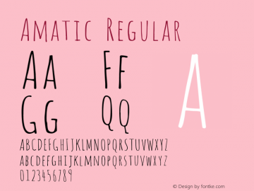 Amatic Regular Version 2.000; ttfautohint (v1.4.1) Font Sample