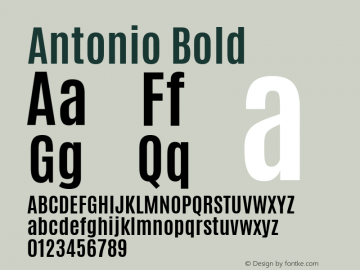 Antonio Bold Version 1 ; ttfautohint (v1.4.1) Font Sample