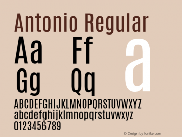 Antonio Regular Version 1 ; ttfautohint (v1.4.1) Font Sample