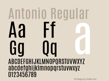 Antonio Regular Version 1 ; ttfautohint (v1.4.1) Font Sample
