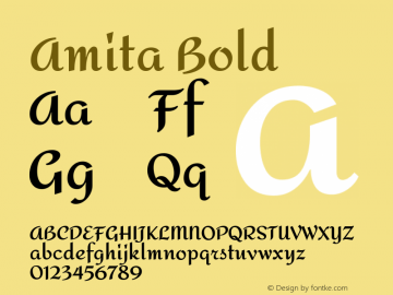 Amita Bold Version 1.003; ttfautohint (v1.4.1) Font Sample