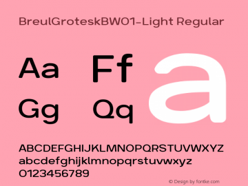 BreulGroteskBW01-Light Regular Version 1.00 Font Sample