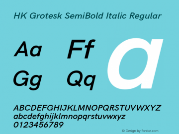 HK Grotesk SemiBold Italic Regular Version 1.045;PS 001.045;hotconv 1.0.88;makeotf.lib2.5.64775 Font Sample