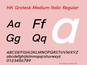 HK Grotesk Medium Italic Regular Version 1.045 Font Sample