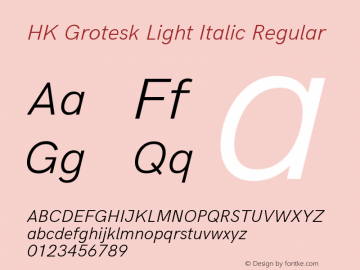 HK Grotesk Light Italic Regular Version 1.045图片样张