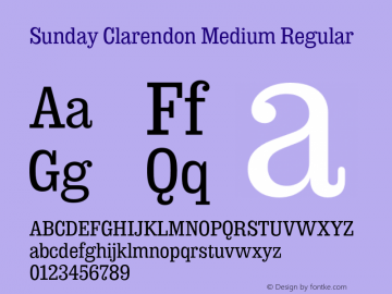 Sunday Clarendon Medium Regular Version 2.000;PS 2.0;hotconv 1.0.88;makeotf.lib2.5.647800; ttfautohint (v1.4)图片样张