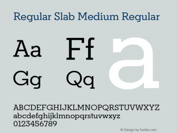 Regular Slab Medium Regular Version 1.0; ttfautohint (v1.4) Font Sample
