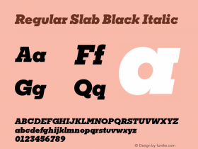 Regular Slab Black Italic Version 1.0; ttfautohint (v1.4) Font Sample