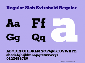 Regular Slab Extrabold Regular Version 1.0; ttfautohint (v1.4) Font Sample