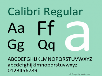Calibri Regular Version 6.19 Font Sample
