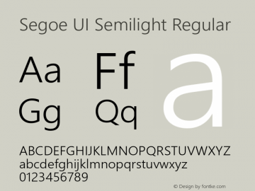 Segoe UI Semilight Regular Version 5.54 Font Sample