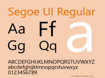 Segoe UI Regular Version 5.55 Font Sample