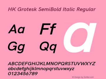 HK Grotesk SemiBold Italic Regular Version 1.045 Font Sample