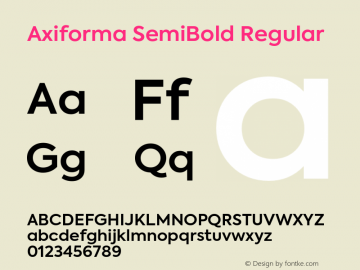 Axiforma SemiBold Regular Version 1.001;PS 001.001;hotconv 1.0.88;makeotf.lib2.5.64775图片样张