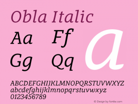 Obla Italic Version 1.000 2016 initial release图片样张