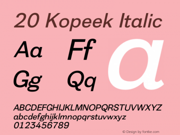 20 Kopeek Italic Version 1.000 Font Sample