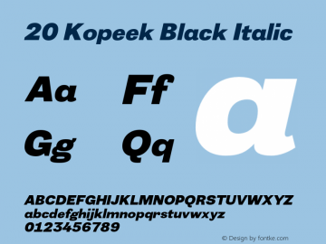 20 Kopeek Black Italic Version 1.000 Font Sample