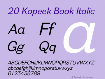 20 Kopeek Book Italic Version 1.000 Font Sample