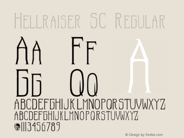 Hellraiser SC Regular OTF 1.000;PS 001.002;Core 1.0.29 Font Sample