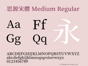 思源宋體 Medium Regular Version 1.000;PS 1;hotconv 16.6.53;makeotf.lib2.5.65590 Font Sample