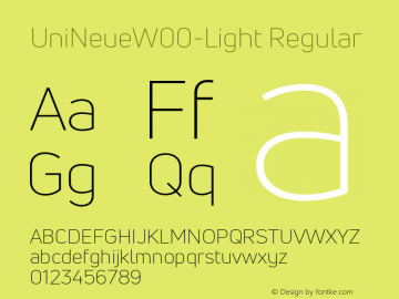 UniNeueW00-Light Regular Version 1.00 Font Sample