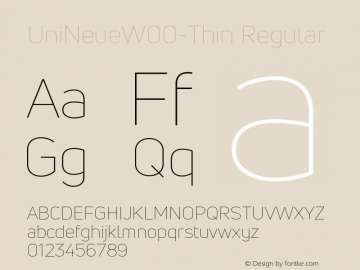 UniNeueW00-Thin Regular Version 1.00 Font Sample