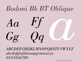 Bodoni Bk BT Oblique mfgpctt-v4.4 Jan 4 1999图片样张