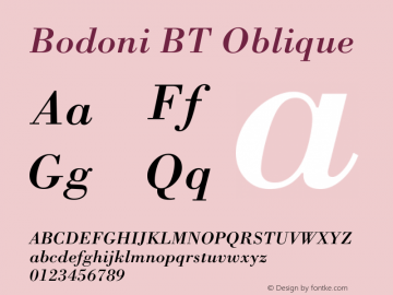 Bodoni BT Oblique mfgpctt-v4.4 Jan 4 1999图片样张