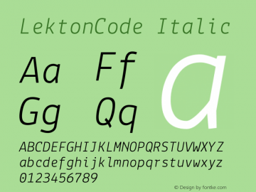LektonCode Italic Version 3.000 Font Sample