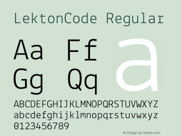 LektonCode Regular Version 34.000 Font Sample