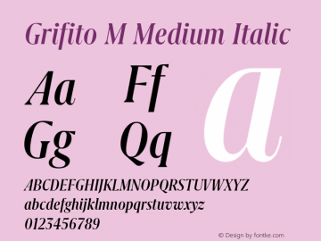 Grifito M Medium Italic 1.000 Font Sample