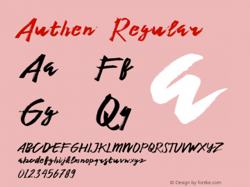 Authen  Regular 1.000 Font Sample