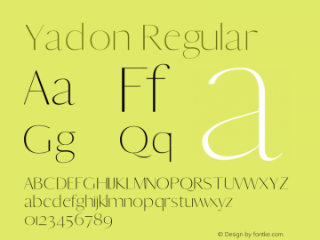 Yadon Regular Version 1.0 Font Sample