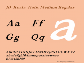 JD_Koala_Italic Medium Regular Version 1.000 Font Sample