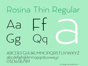 Rosina Thin Regular Version 1.001; ttfautohint (v1.5)图片样张