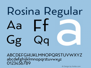 Rosina Regular Version 1.001; ttfautohint (v1.5) Font Sample