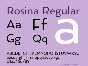 Rosina Regular Version 1.001;PS 001.001;hotconv 1.0.88;makeotf.lib2.5.64775 Font Sample